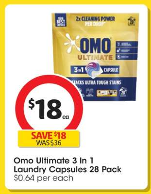 Omo Ultimate 3 in 1 Laundry Capsules 28 Pack