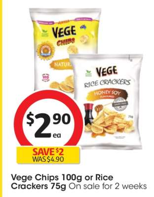 Vege Chips 100g or Rice Crackers 75g