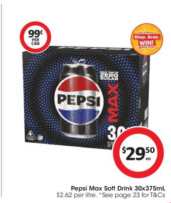 Pepsi Max Soft Drink 30x375mL