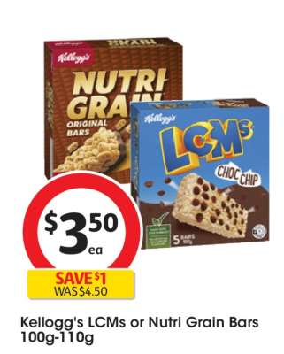 Kellogg's Lcms or Nutri Grain Bars 100g-110g