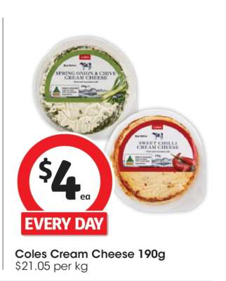 Coles Cream Cheese 190g