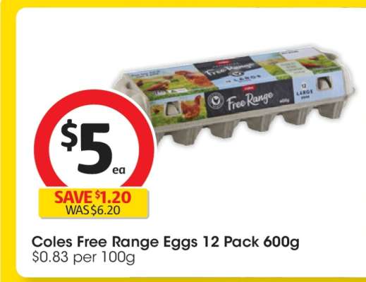 Coles Free Range Eggs 12 Pack 600g