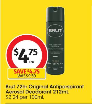 Brut 72hr Original Antiperspirant Aerosol Deodorant 212mL