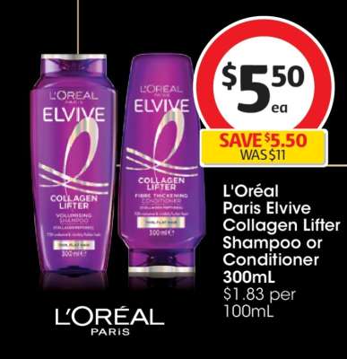 L'Oréal Paris Elvive Collagen Lifter Shampoo or Conditioner 300ml