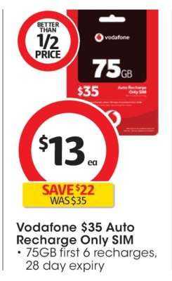 Vodafone $35 Auto Recharge Only SIM