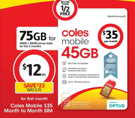 Coles Mobile $35 Month-to-Month SIM