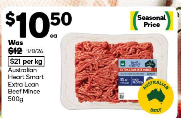 Australian Heart Smart Extra Lean Beef Mince 500g