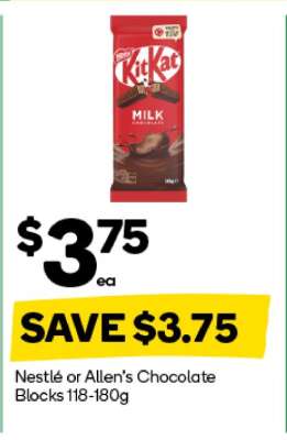 Nestlé or Allen’s Chocolate Blocks 118-180g