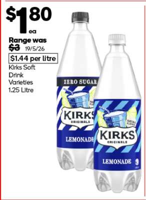 Kirks Soft Drink Varieties