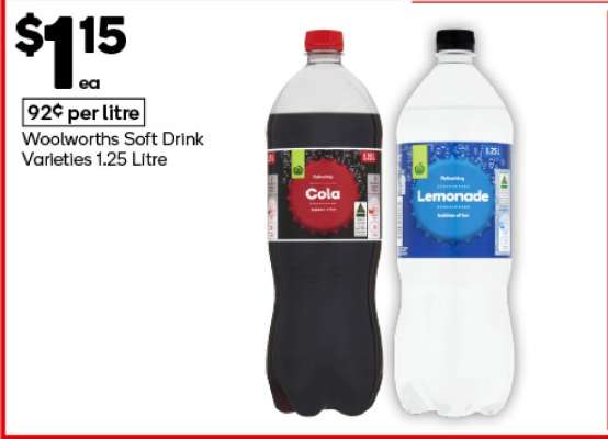 Woolworths Soft Drink Varieties 1.25 Litre