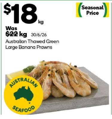 Australian Thawed Green Large Banana Prawns