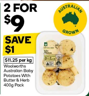 Woolworths Australian Baby Potatoes With Butter & Herb 400g Pack