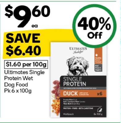 Ultimates Single Protein Wet Dog Food Pk 6 x 100g