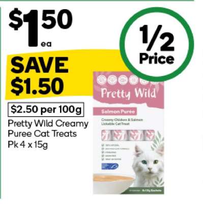 Pretty Wild Creamy Puree Cat Treats Pk 4 x 15g