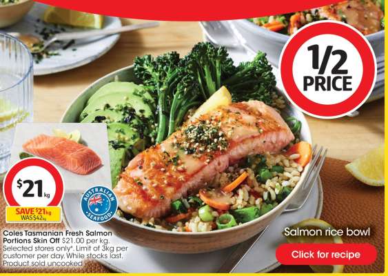 Coles Tasmanian Fresh Salmon Portions Skin Off