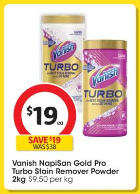 Vanish NapiSan Gold Pro Turbo Stain Remover Powder 2kg