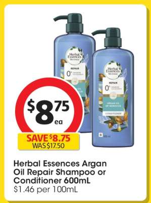 Herbal Essences Argan Oil Repair Shampoo or Conditioner 600mL