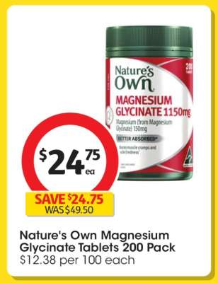 Nature's Own Magnesium Glycinate Tablets 200 Pack