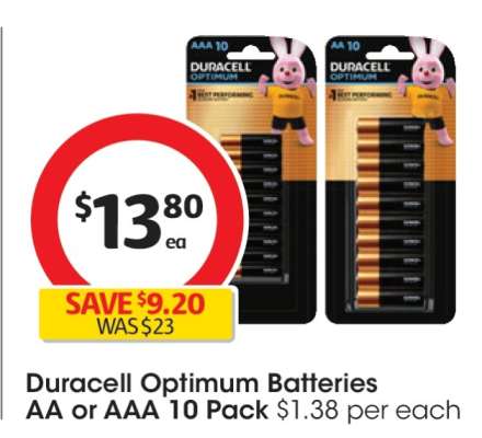 Duracell Optimum Batteries AA or AAA 10 Pack