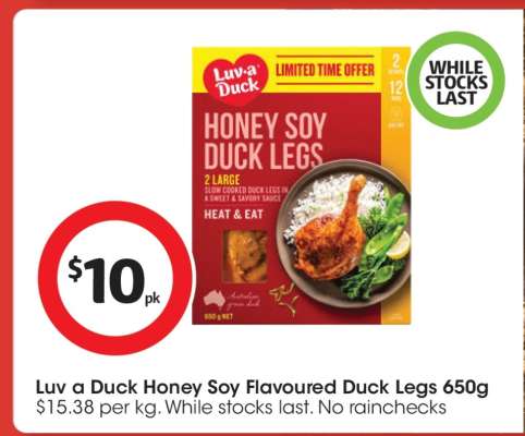 Luv a Duck Honey Soy Flavoured Duck Legs 650g