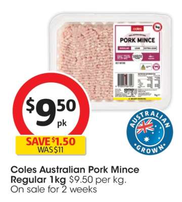 Coles Australian Pork Mince Regular 1kg