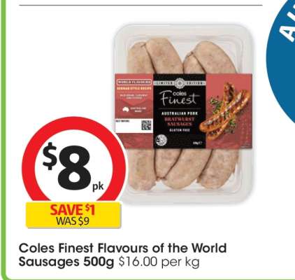 Coles Finest Flavours of the World Sausages 500g