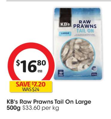 KB's Raw Prawns Tail On Large 500g