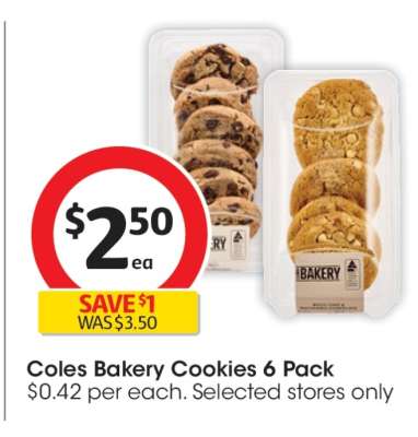 Coles Bakery Cookies 6 Pack