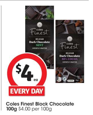 Coles Finest Block Chocolate