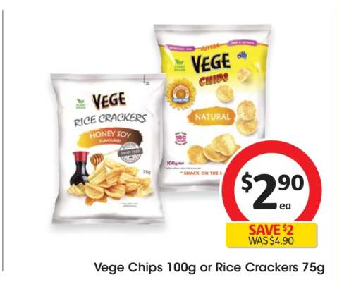 Vege Chips 100g or Rice Crackers 75g