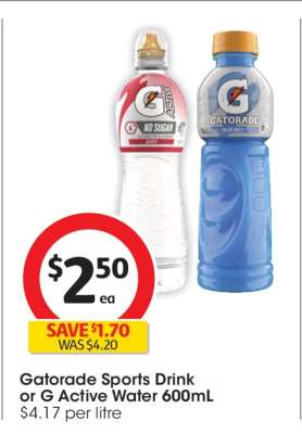Gatorade Sports Drink or G Active Water 600mL