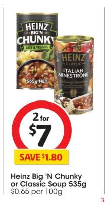 Heinz Big 'N Chunky or Classic Soup 535g