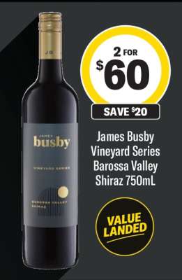 James Busby Vineyard Series Barossa Valley Shiraz 750mL