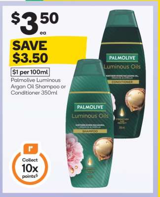 Palmolive Luminous Argan Oil Shampoo or Conditioner 350ml