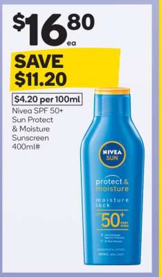 Nivea SPF 50+ Sun Protect & Moisture Sunscreen 400ml