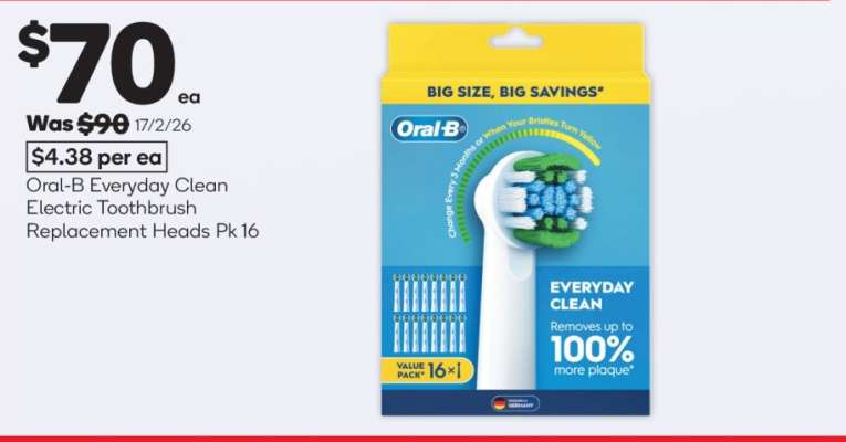 Oral-B Everyday Clean Electric Toothbrush Replacement Heads Pk 16