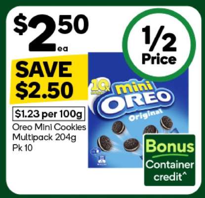 Oreo Mini Cookies Multipack 204g Pk 10