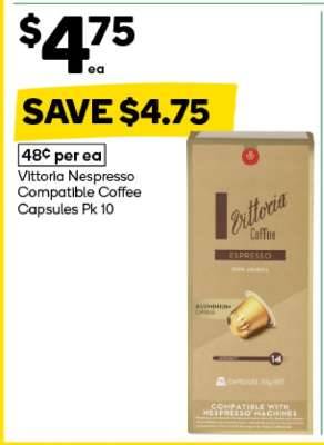 Vittoria Nespresso Compatible Coffee Capsules Pk 10