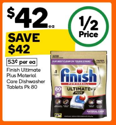 Finish Ultimate Plus Material Care Dishwasher Tablets Pk 80