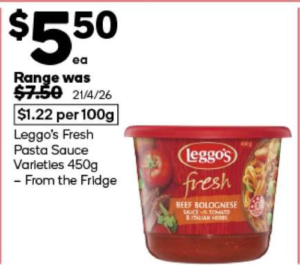 Leggo’s Fresh Pasta Sauce Varieties 450g