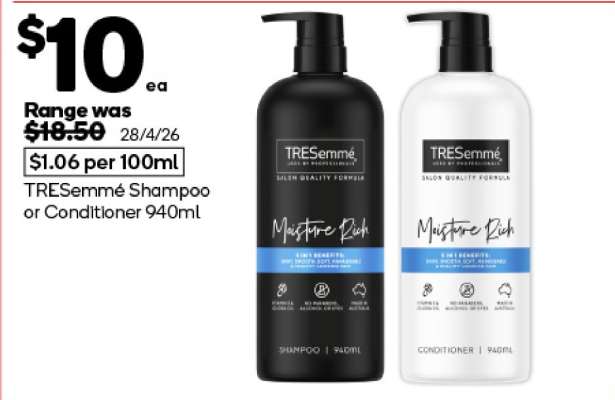 Tresemmé Shampoo or Conditioner 940mL
