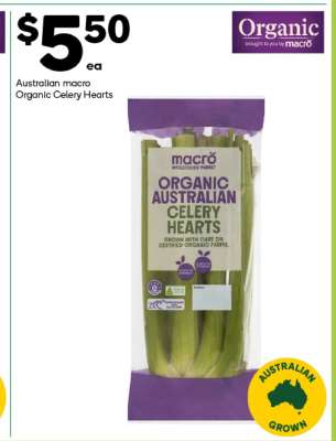 Australian macro Organic Celery Hearts