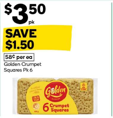Golden Crumpet Squares Pk 6