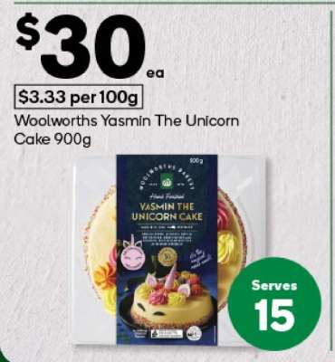 Woolworths Yasmin The Unicorn Cake 900g