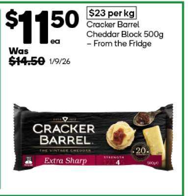 Cracker Barrel Cheddar Block 500g
