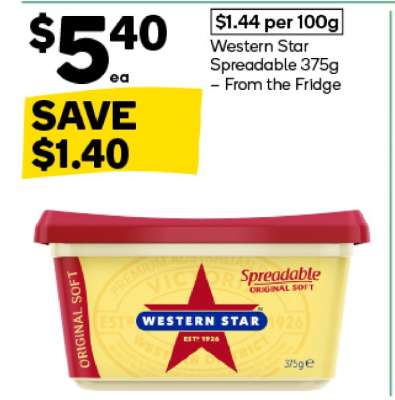 Western Star Spreadable 375g – From the Fridge