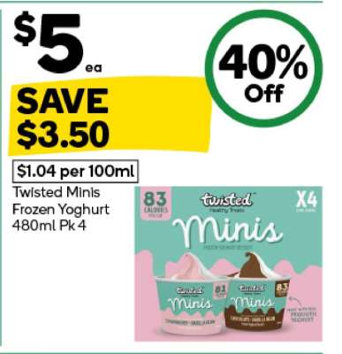 Twisted Minis Frozen Yoghurt 480ml Pk 4