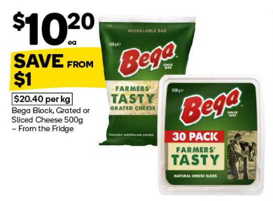 Bega Block, Grated or Sliced Cheese 500g