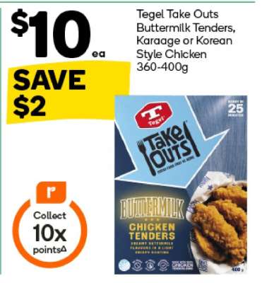 Tegel Take Outs Buttermilk Tenders, Karaage or Korean Style Chicken 360-400g