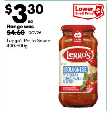 Leggo's Pasta Sauce 490-500g